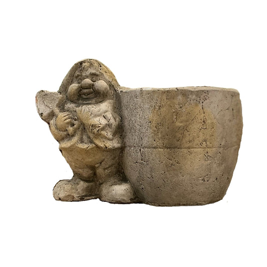 Blumentopf mit Zwergen-Figur